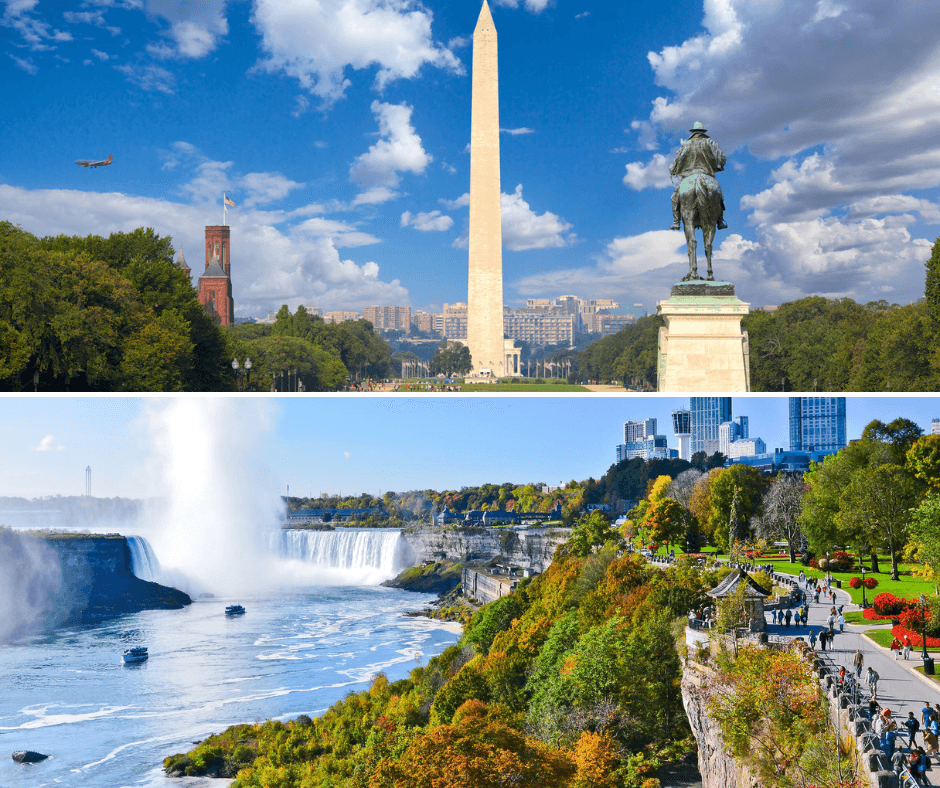 Combo de dos días: Excursión de un día a las cataratas del Niágara + Excursión a Washington y Filadelfia. Tour Bilingüe - Imagen 1