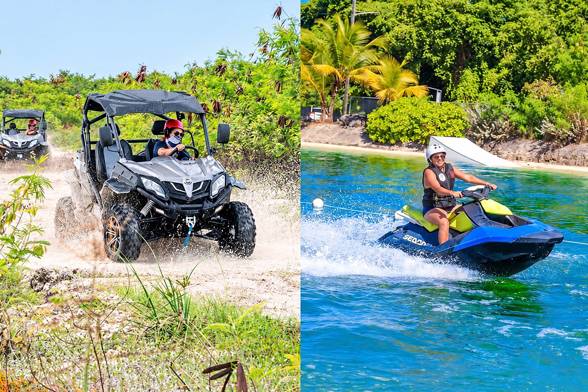 Buggy e jet ski com parque aquático